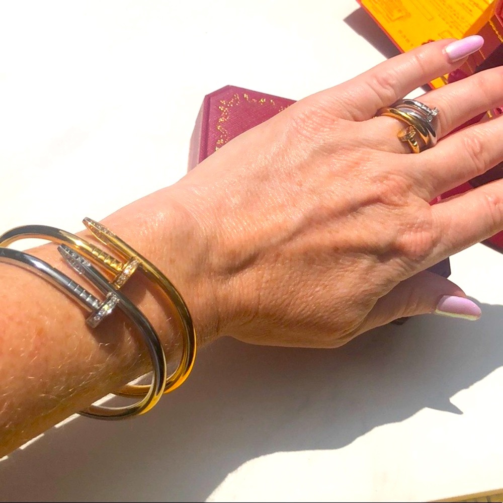New! Nailhead Juste un Clou Engraved Luxury Bracelets - Platinum only - Picture 2 of 6